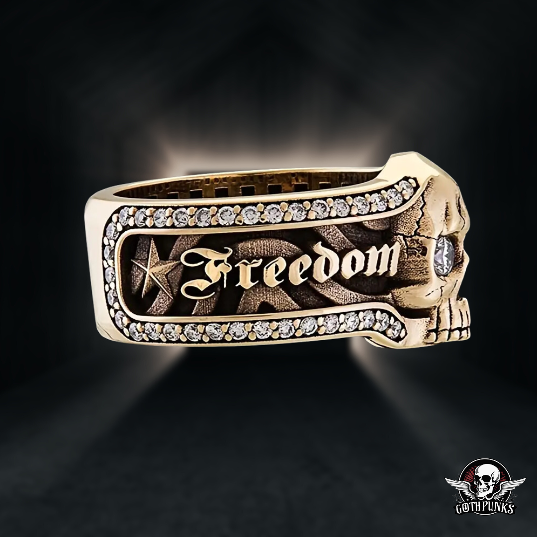 Freedom or Death Skull Ring