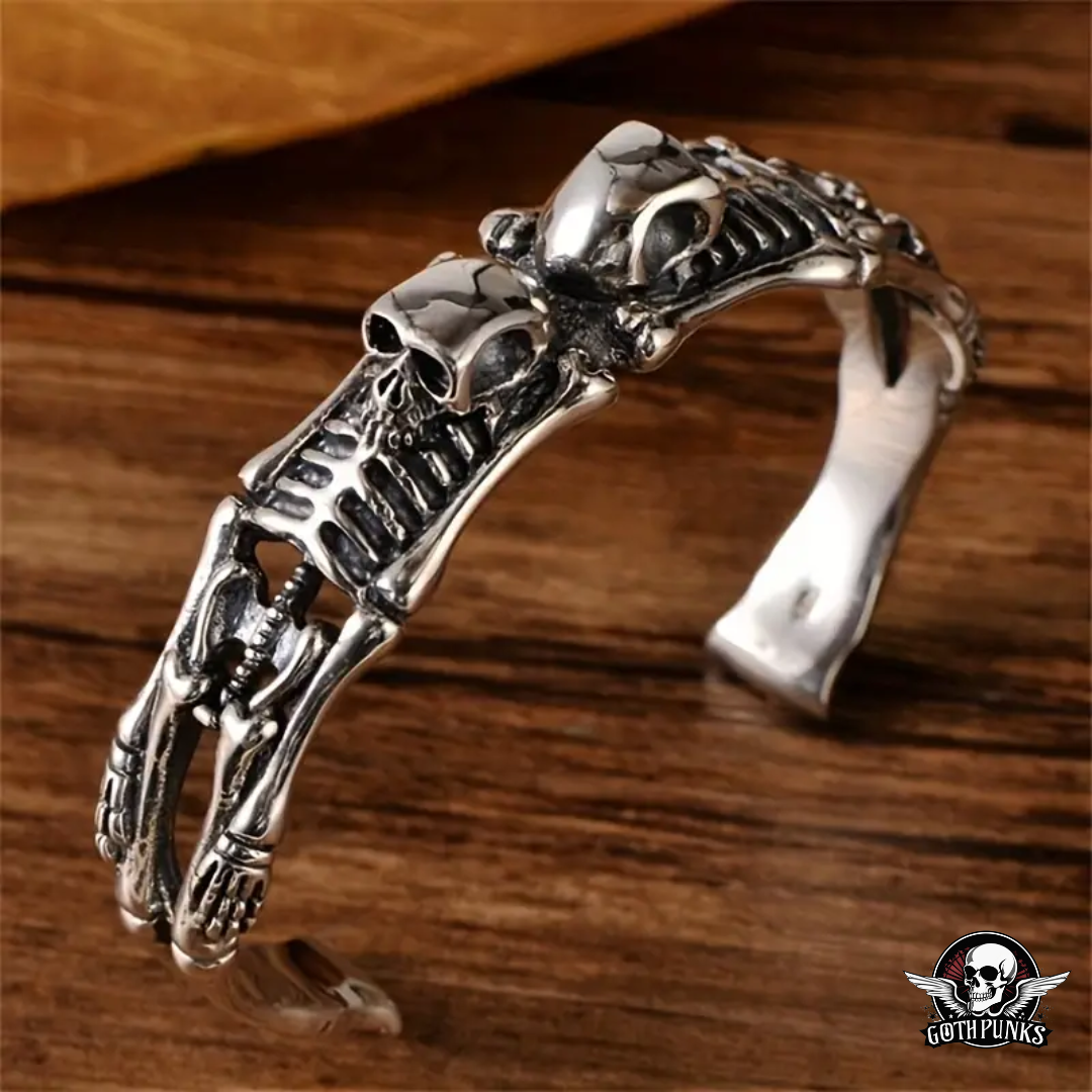 Double Skeleton Open Bracelet