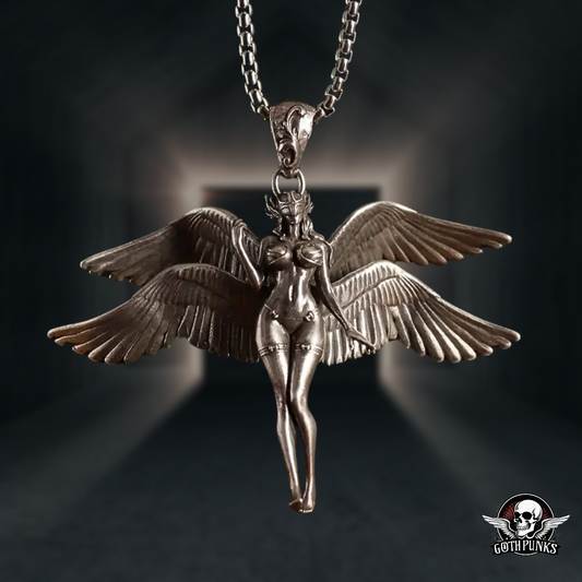 Darkened 4 Winged Angel Pendant