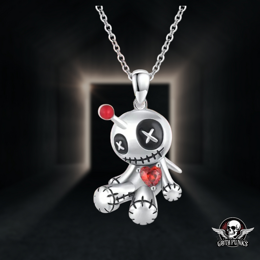 Voodoo Doll Red Heart Pendant