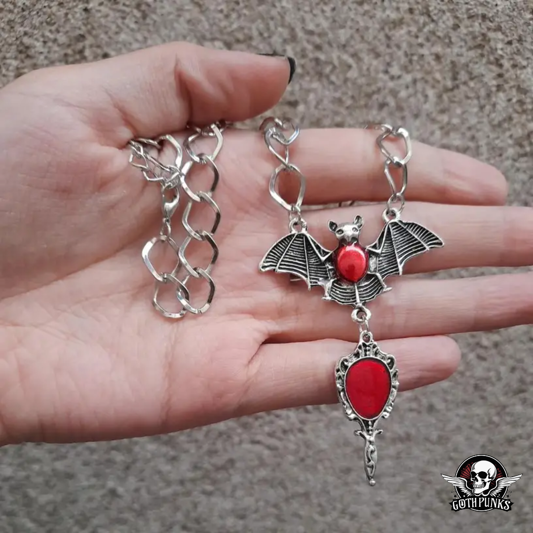 Red Bat Pendant Necklace